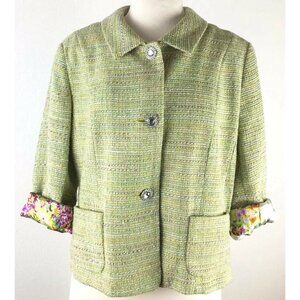 Peck and Peck Vintage Jacket Green Womens 16 Box Cut Spring Business  Bling